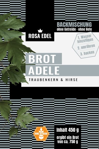 Rosa Edel getreidefreie Brotbackmischung - Brot Adele mit Traubenkernmehl und Hirsemehl