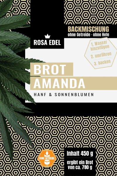 Rosa Edel getreidefreie Brotbackmischung - Brot Amanda mit Hanfmehl und Sonnenblumenkernen