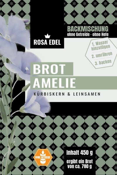 Rosa Edel getreidefreie Brotbackmischung - Brot Amelie mit Kürbiskernen und Leinsamen