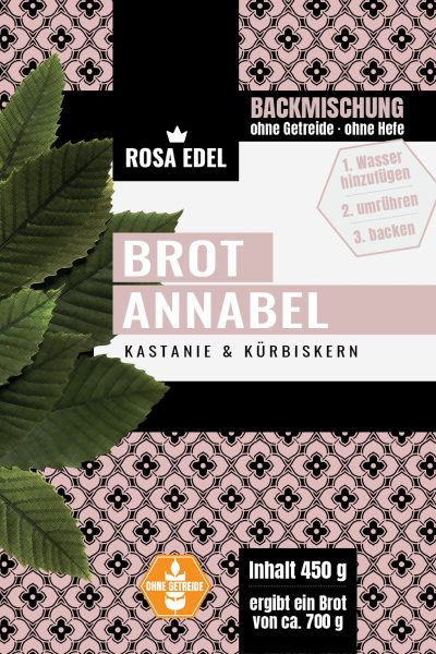Rosa Edel getreidefreie Brotbackmischung - Brot Annabel mit Kastanienmehl und Kürbiskernen